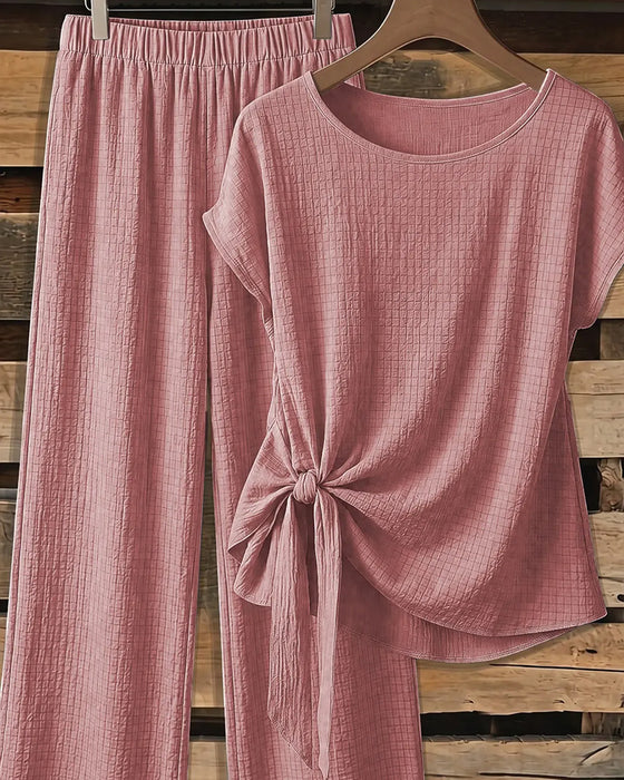 Set Kurzarmbluse + Weites Bein Hose