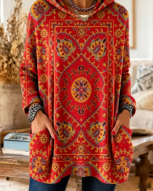 Hoodie Bohemian Druck Mit Kapuze Langlinie