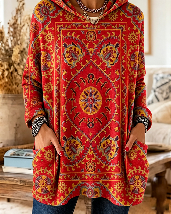 Hoodie Bohemian Druck Mit Kapuze Langlinie