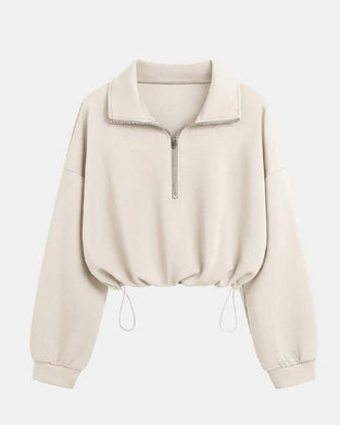 Sweatshirts Reißverschluss Taille Langarm