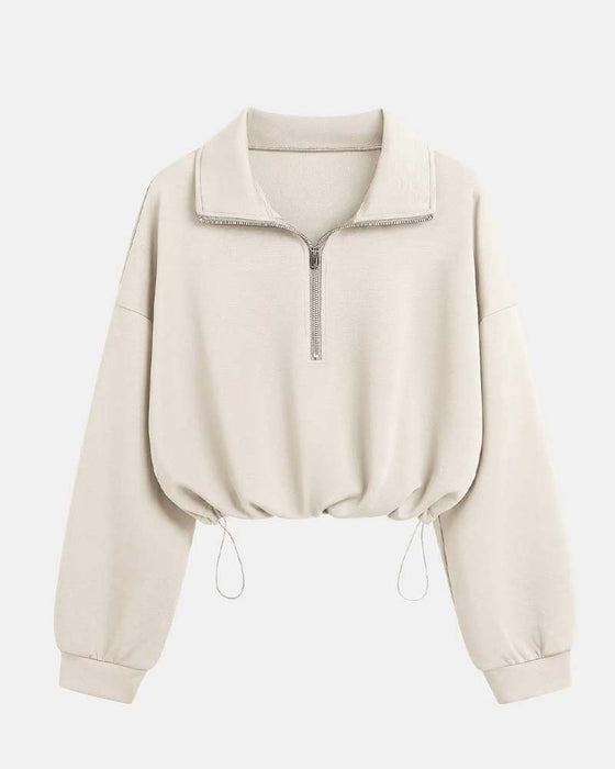 Sweatshirts Reißverschluss Taille Langarm