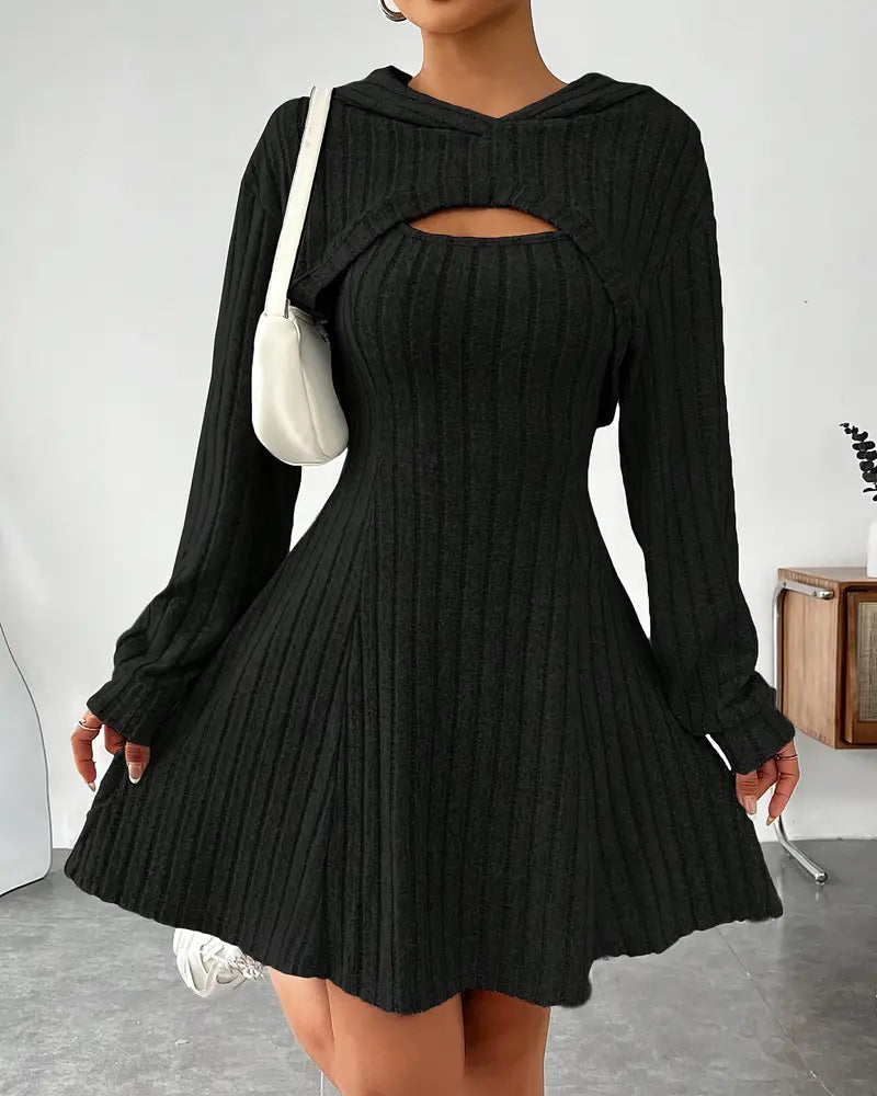 Set Kapuzenpullover Top Tank Kleid Zweiteilig