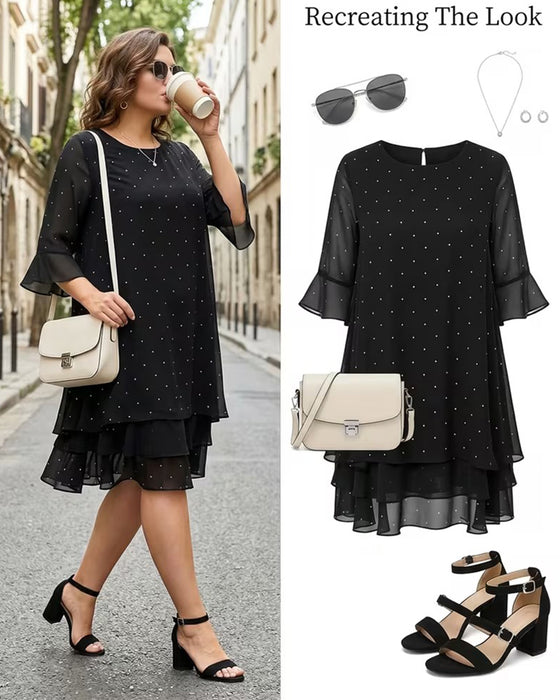 Kleid Tupfen Lagen