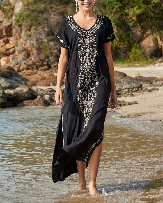 Kleid Ethno-Stil Retro Kurzarm