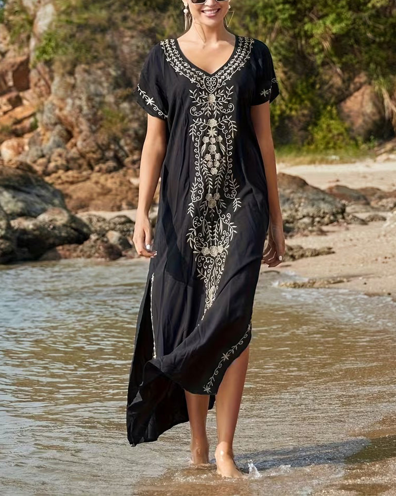 Kleid Ethno-Stil Retro Kurzarm