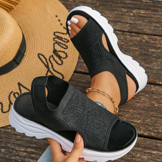 Atmungsaktive Plateau-Sandalen aus Mesh für Damen
