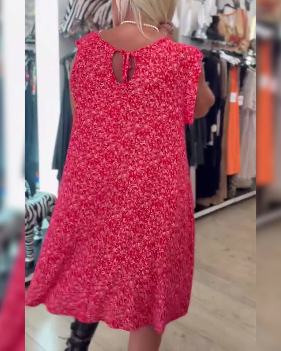 Kleid Lotusblatt Ärmel Blumig
