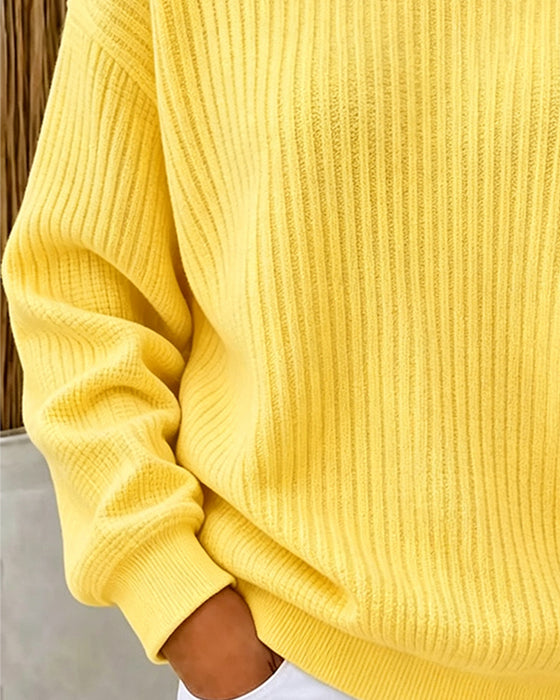 Sweatshirt Lässig Einfarbig Langarm
