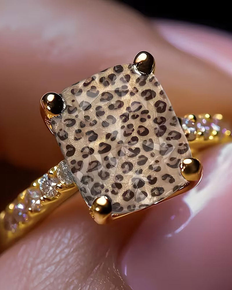 Ring Leopardenprint Quadratisch Statement