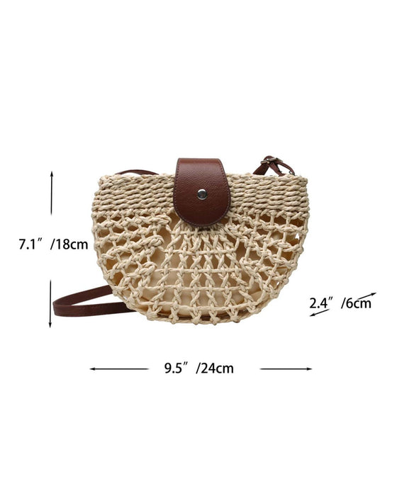Tasche Boho Halbkreisförmig Hohl Stroh