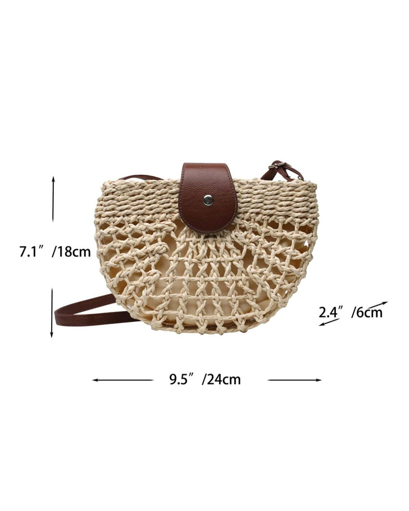 Tasche Boho Halbkreisförmig Hohl Stroh