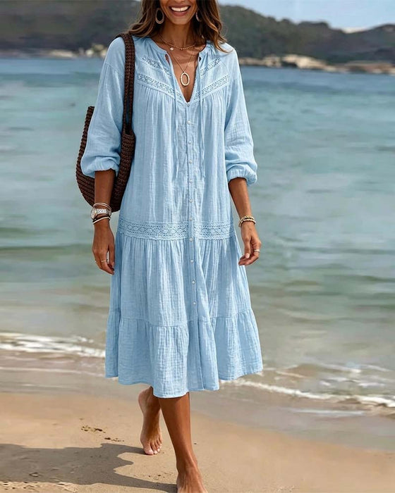 Kleid Strukturierte Spitze Lagen Lang