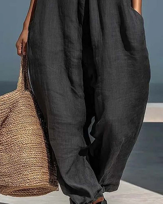 Jumpsuit Halter Ausschnitt Ärmellos