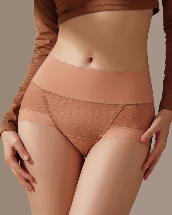 Atmungsfreie Nahtlose High-Waist Spitzen Slip