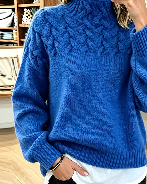 Pullover Einfarbig Lässig Langarm