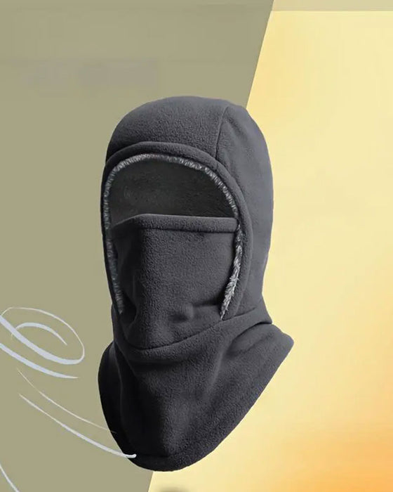 Winter 2 In 1 Mütze Und Gesichtsmaske Winddicht Dickes Fleecefutter Für Outdoor-Sport Schwarz