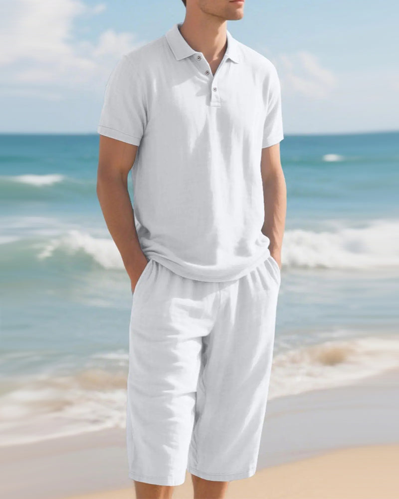 Lässiges Herren-Set Aus Poloshirt Und Verkürzten Hosen