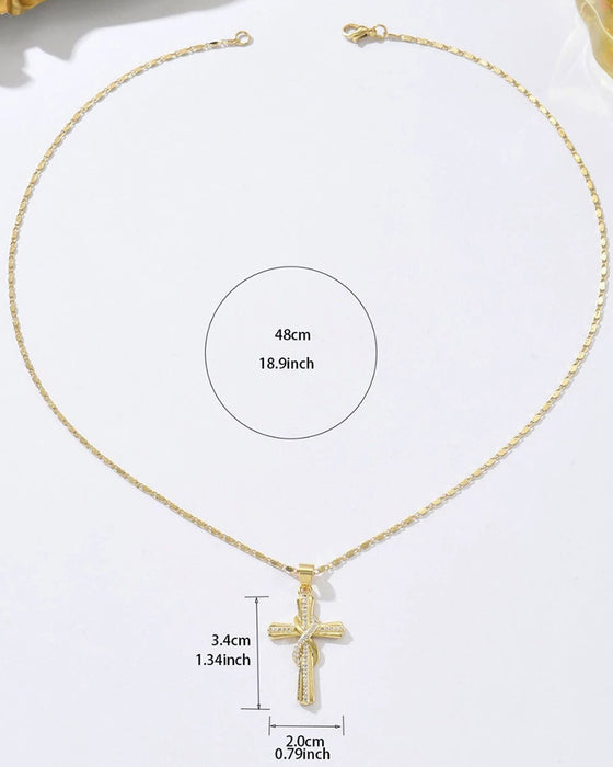 ✝️ Damen Halskette mit funkelndem Kreuzanhänger – Elegantes gedrehtes Design für Alltag & besondere Anlässe