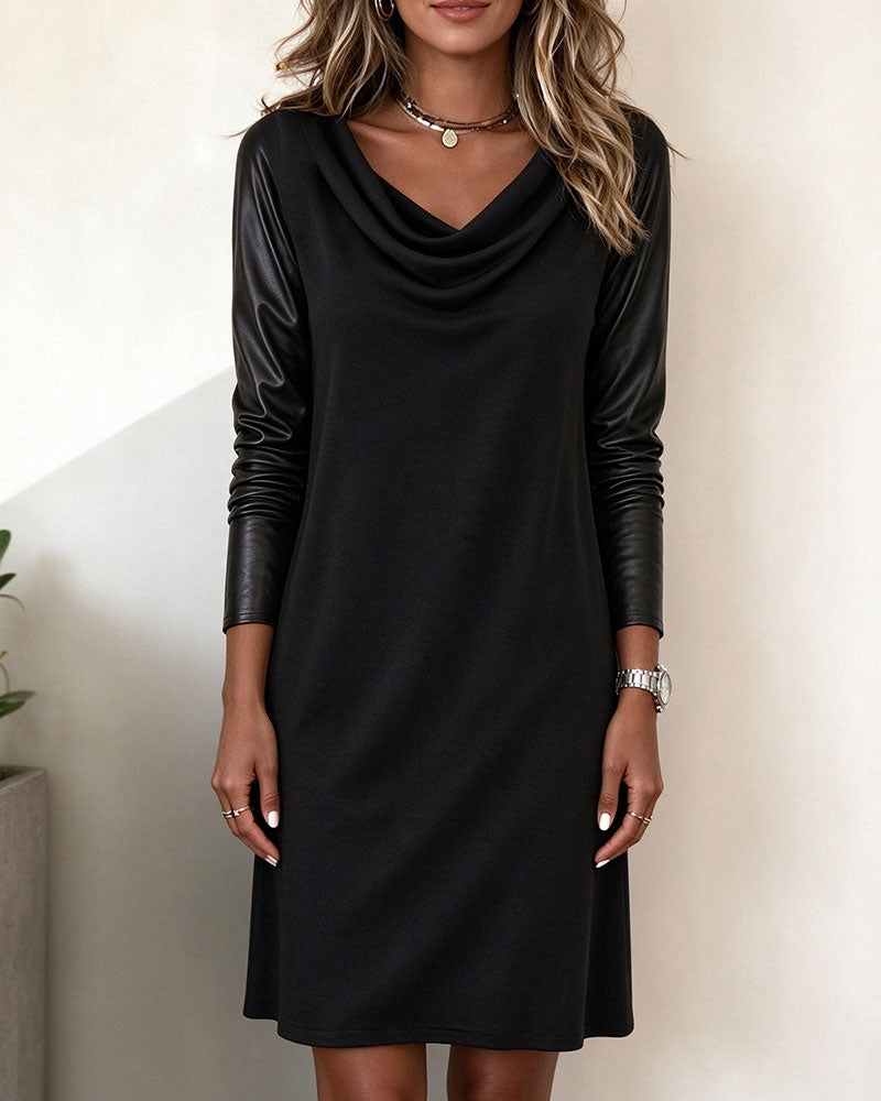 Kleid Gerade Swing Kragen Material Patchwork