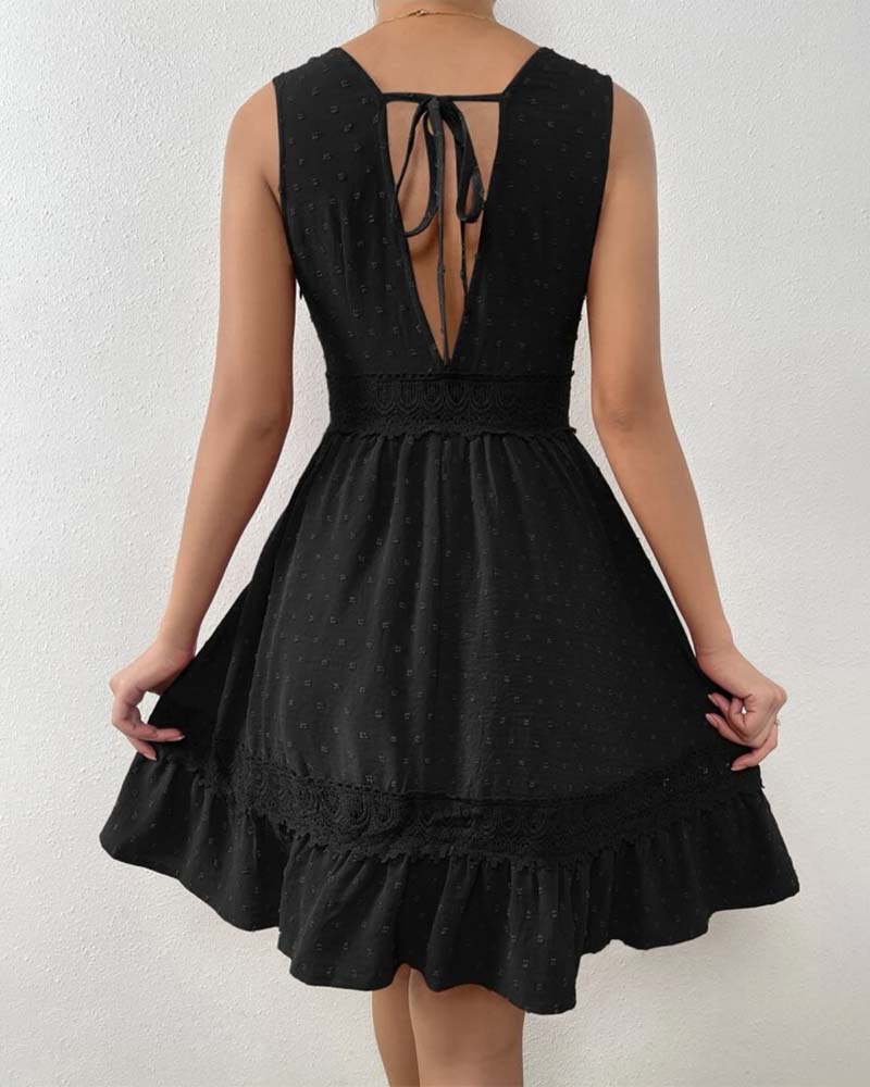 Kleid einfarbig Spitze rückenfrei