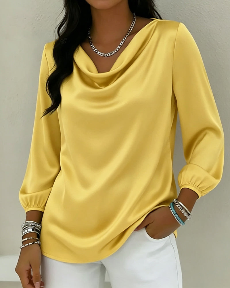 Top Einfarbig Cowl Kragen