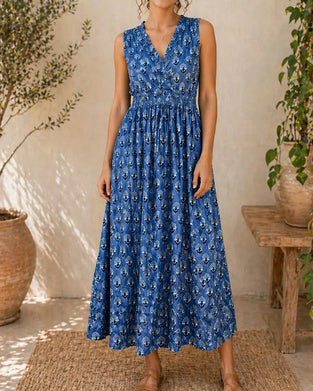 Kleid V-Ausschnitt Ärmellos Taille
