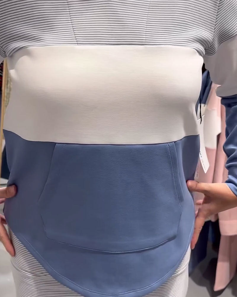 Kapuzenpullover Gestreift Kontrastfarbe