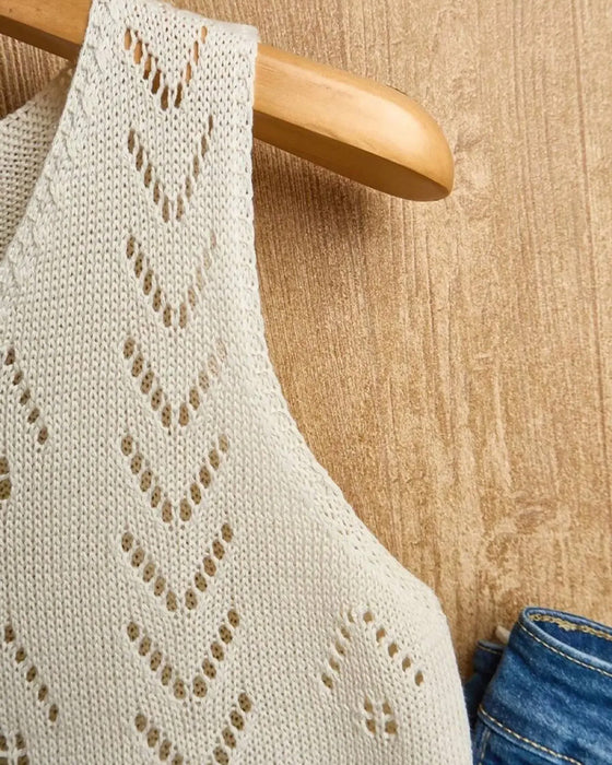 Pullover V-Ausschnitt Ausschnitt Ärmellos