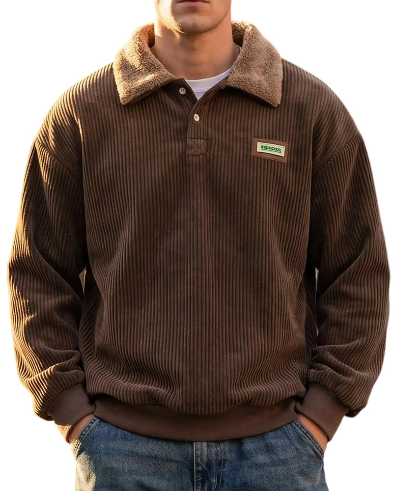 Sweatshirt Cord Knopfleiste Revers