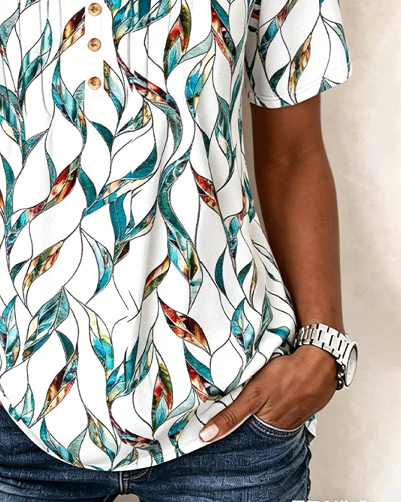 Bluse Petite V-Ausschnitt Botanischer Print