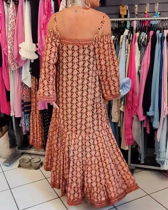 Boho-Stil Trägerlockeres Kleid
