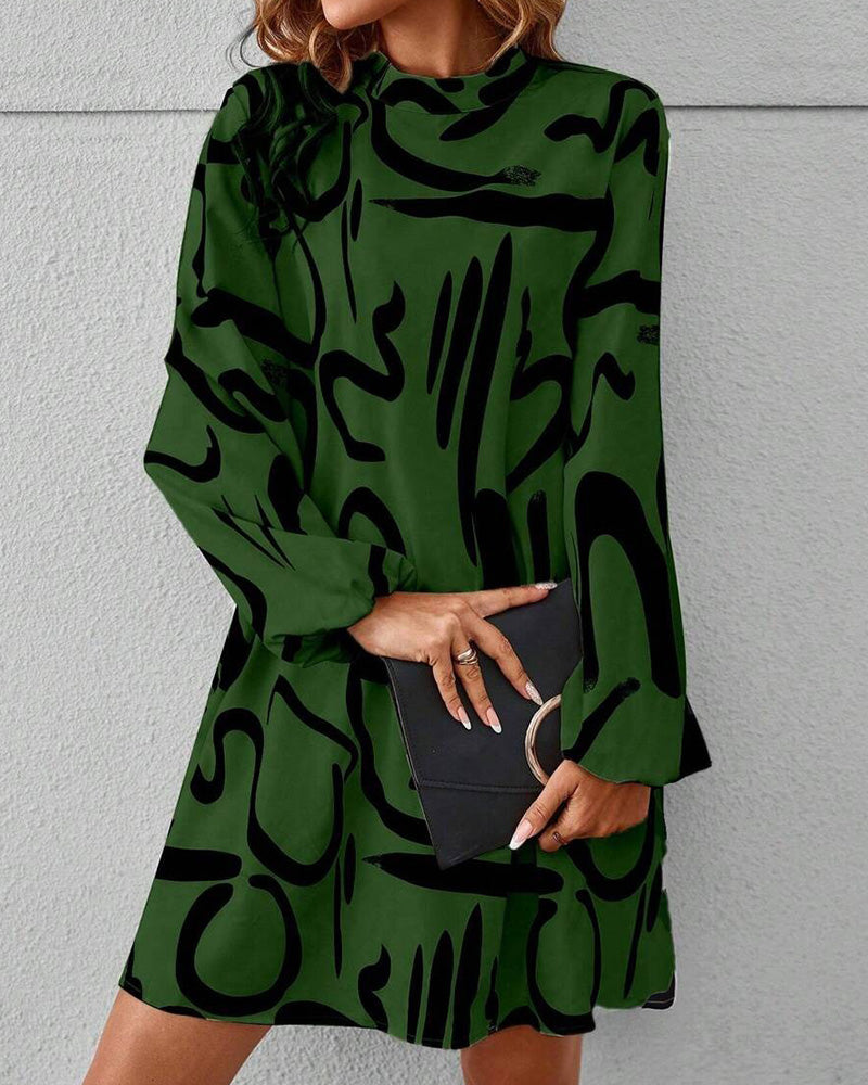 Kleid modisch geometrischer Kontrastdruck