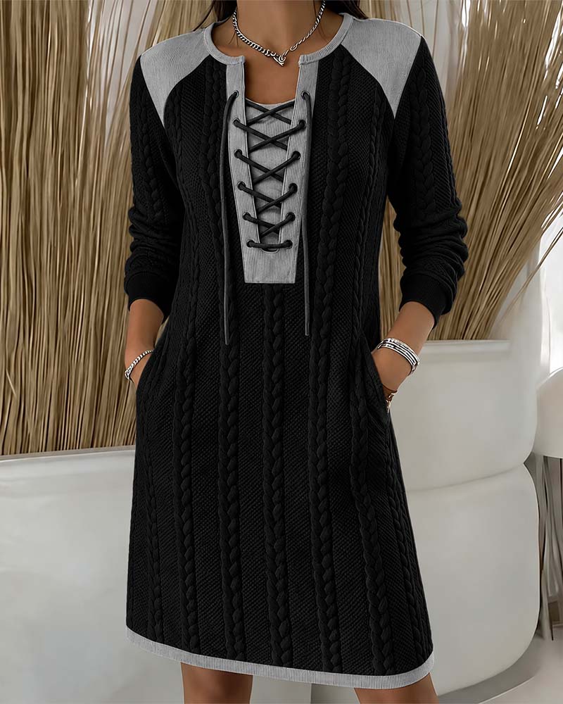 Kleid Binden Mode Farbblock
