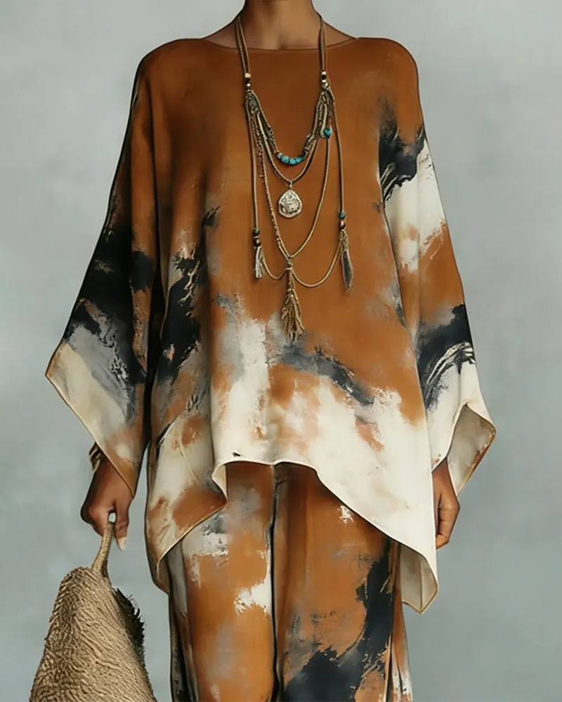 Tintenwäsche Weit Bein Hose Set