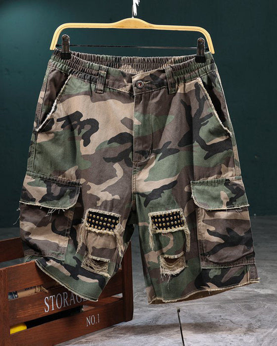 🔥 Herren Cargo-Shorts Camouflage Mit Nieten