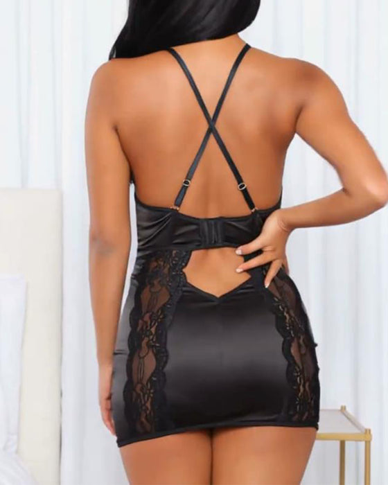 Sexuelles Kleid Mit Spitze-Besetzter Panels-Design