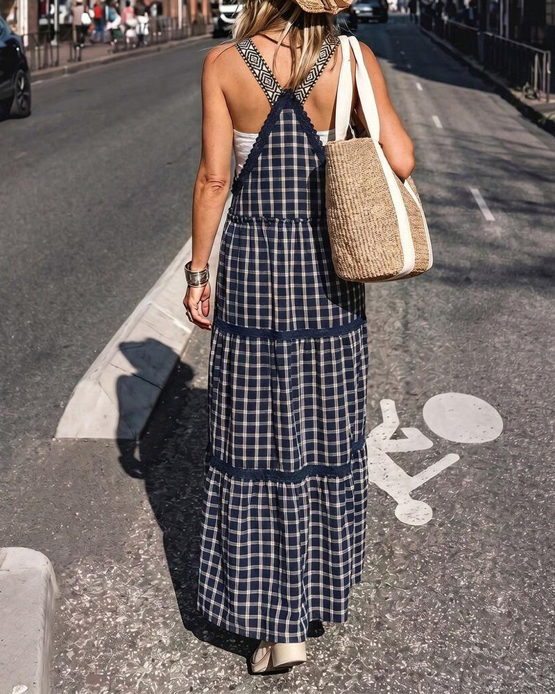 Kleid Camisole Karo Patchwork
