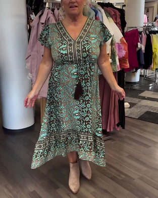 Kleid Retro Blumenmuster Mittelarm