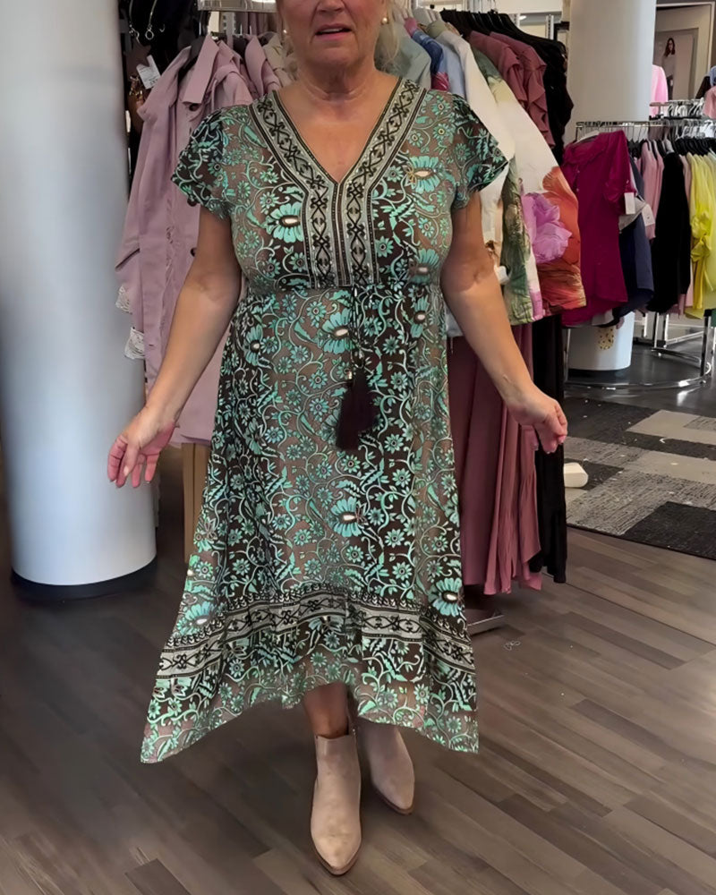 Kleid Retro Blumenmuster Mittelarm