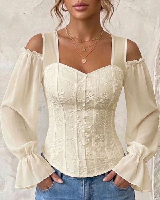 Bluse Off-Shoulder Langarm Taille