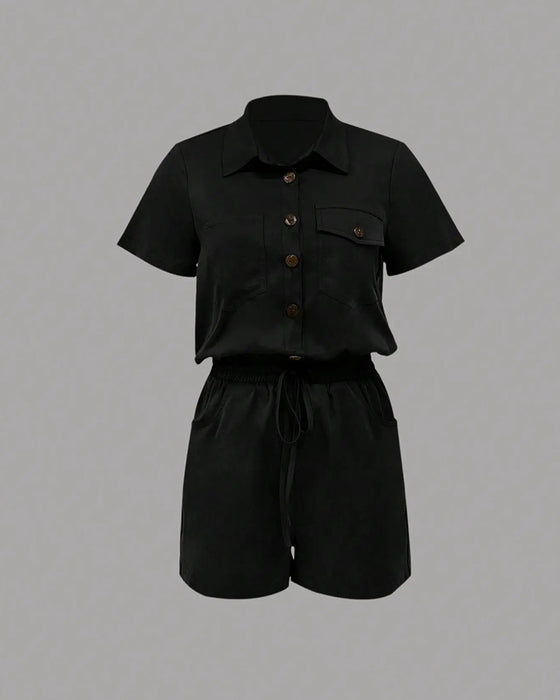 Overall Knopftasche Elastische Taille