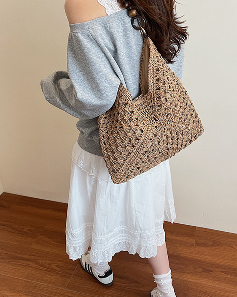 Tasche Ein Schulter Stroh
