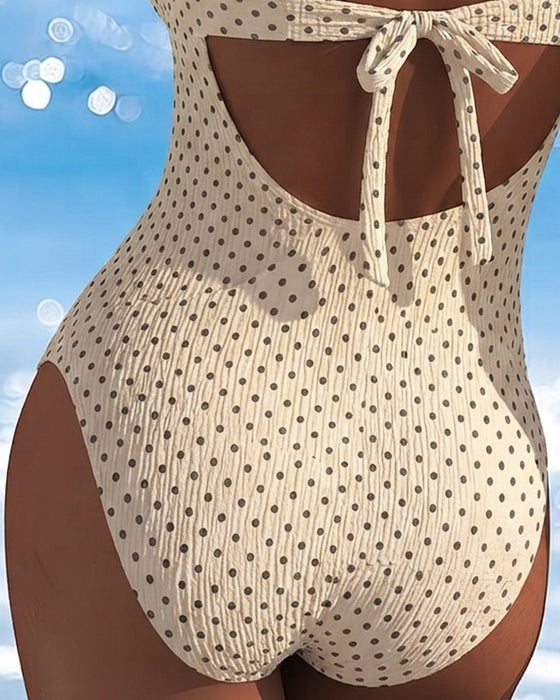 One-Piece Pünktchen Krawatte Mesh Patchwork