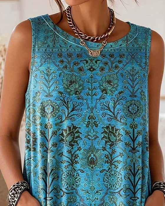 Tank Top Rundhals Druck Seitentasche