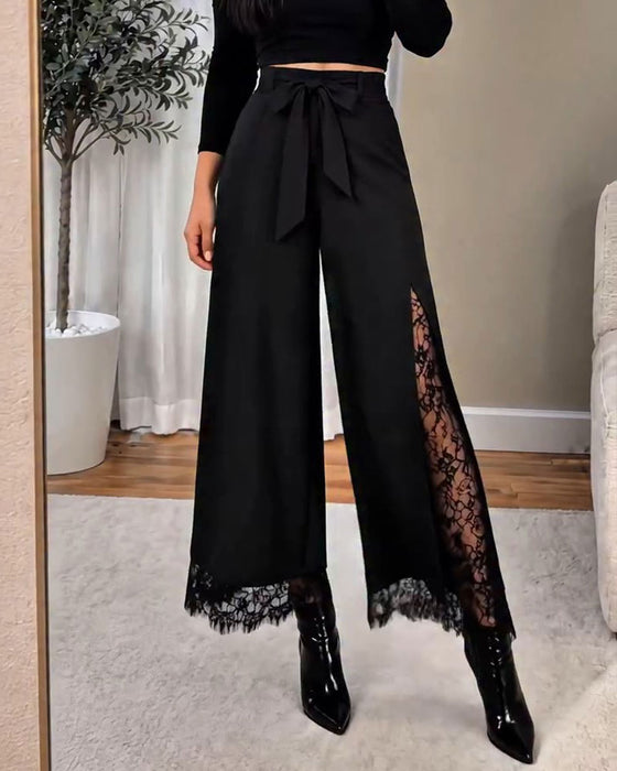 Hose Hohe Taille Spitze Patchwork