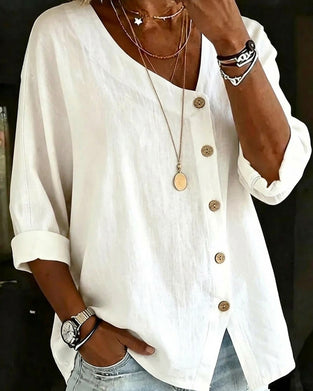 Hemd Asymmetrische Knopfleiste Einfarbig Knopfleiste