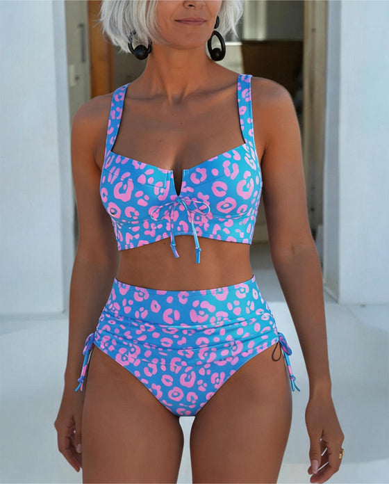 Bikini Mit Schnürung, Leopardenmuster
