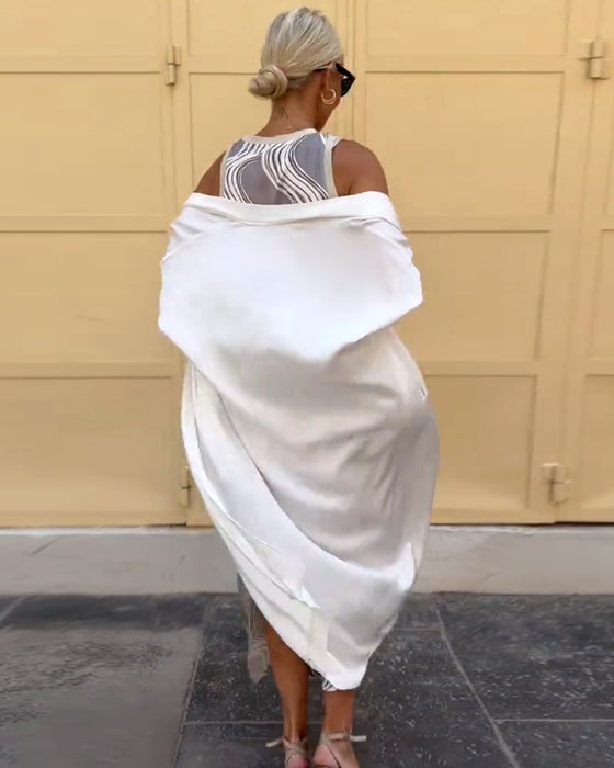 Setzen Mantel Weste Modedruck Kleid Zwei Teile
