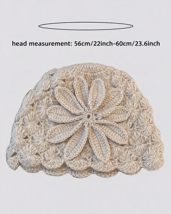 Handgemachte Gehäkelte Blumige Strickmütze