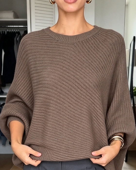 Pullover Stilvoll Fledermausärmel